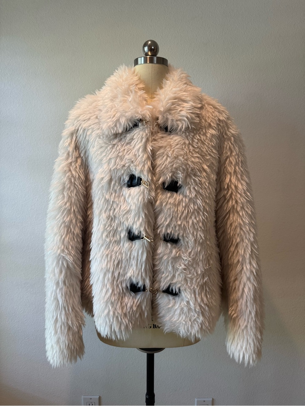 Anthropologie women white faux fur jacket party retro y2k